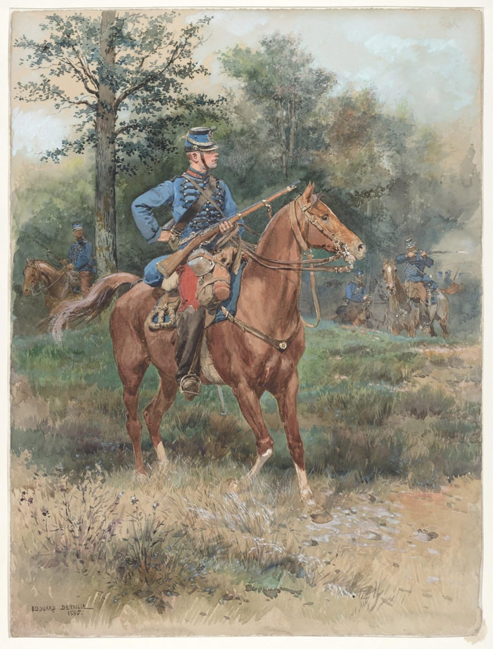 SERENDIPITP Aesthetic Poster Photo Wall Print Retro Picture Chasseur À Cheval by Jean Baptiste Edouard Detaille Modern Wall Artwork for Home Decor 60x90cm