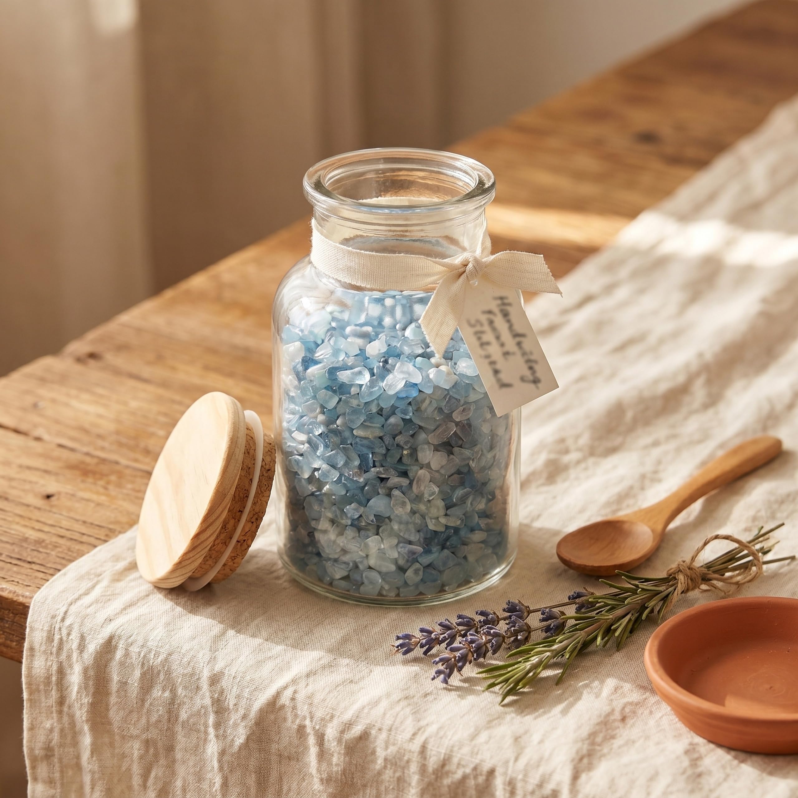 Akwamaryn mini kamienie bębnowe, 100 g, kamienie szlachetne, kamienie | Wraz z kartą kamieni szlachetnych | średnica 4-9 mm | 100% naturalny
