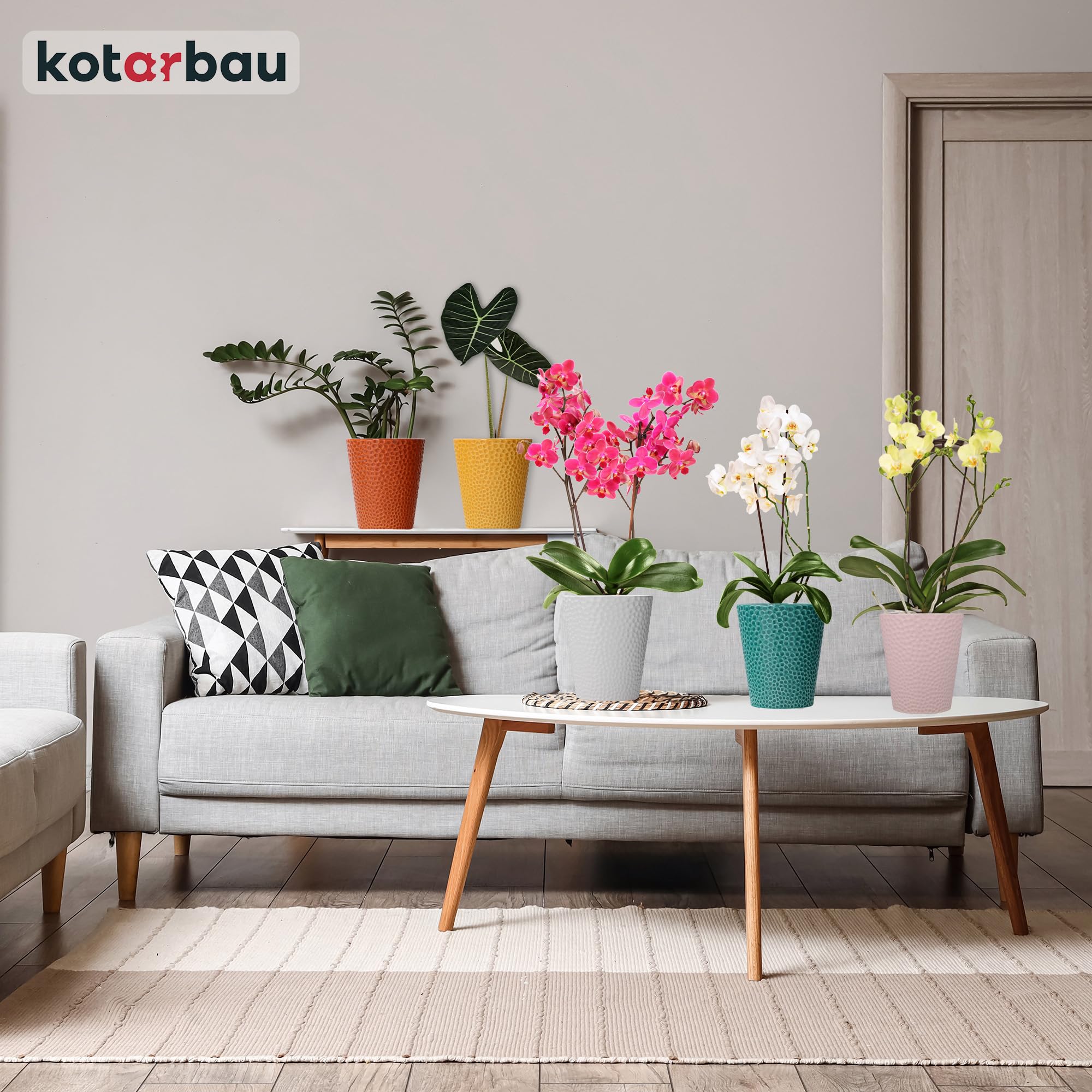 KOTARBAU® 2 szt. Donica Turkusowa ⌀ 12 cm x 15 cm Doniczka Ceramiczna Szkliwiona Doniczka na Storczyki i inne Rośliny Osłonka na Kwiaty