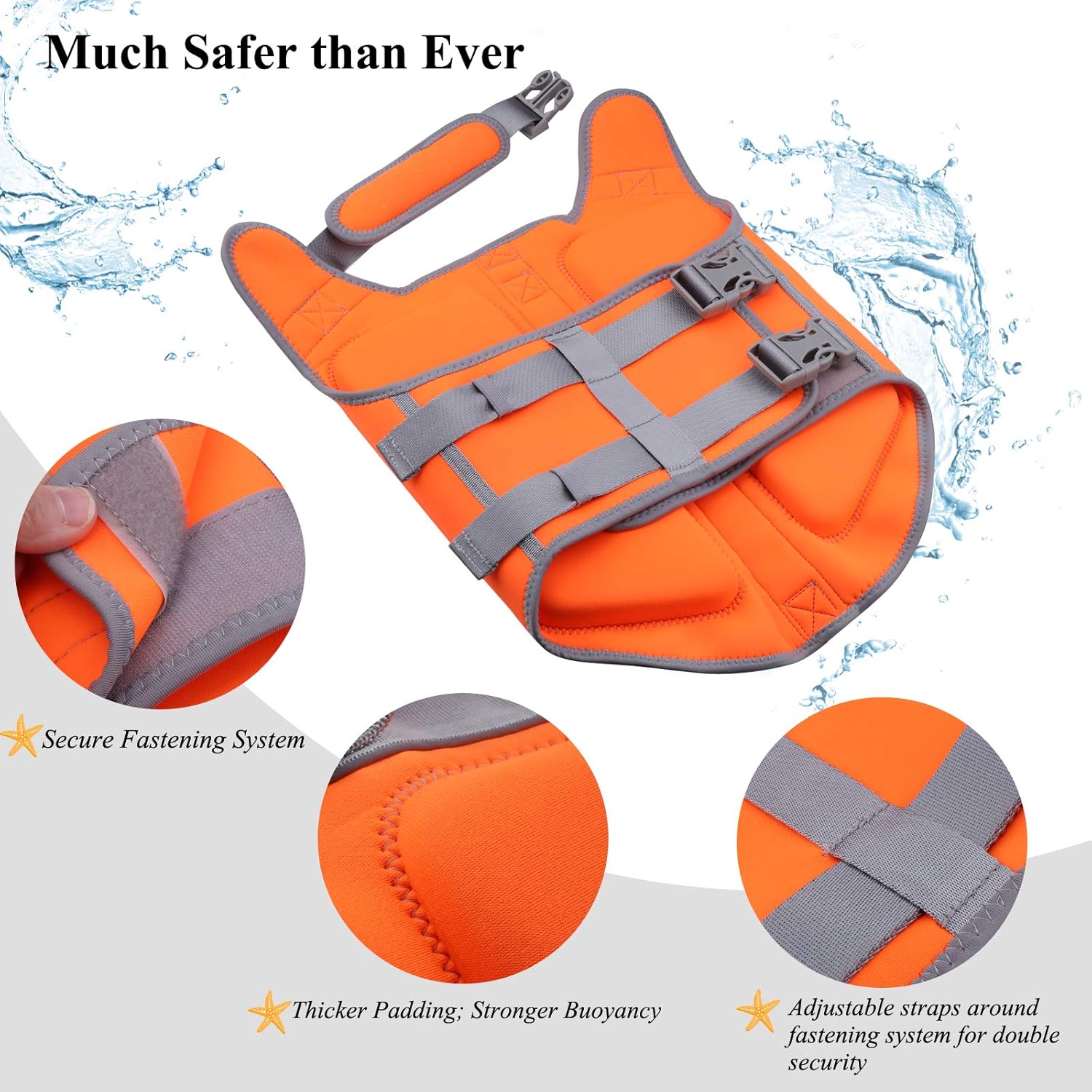 VIVAGLORY + Neoprene Dog Life Vest + High Buoyancy Dog Life Jacket, Lightweight & Buoyancy, Swimming Vest with Handle