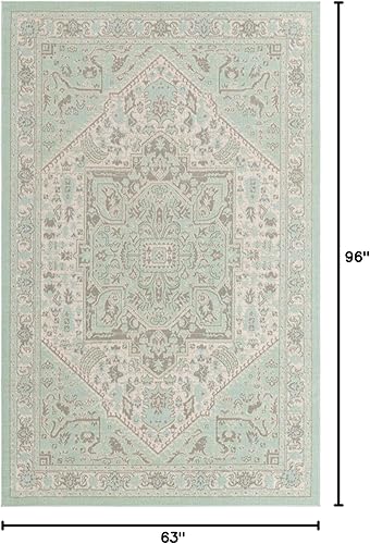 Miniatura 2 de Unique Loom Whitney Collection - Alfombra rectangular de 5 pies 3 pulgadas x 8 pies, color menta  marfil