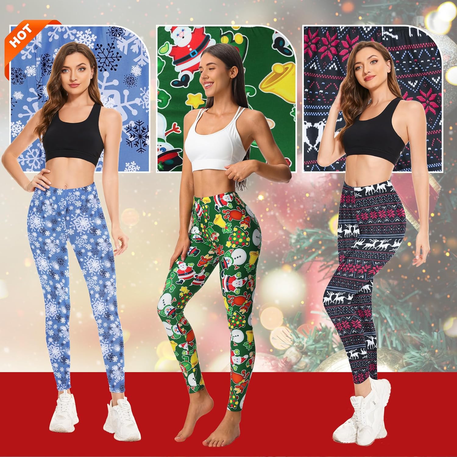 Zando Christmas Printed Leggings for Women Holiday Patterned Tights - High Waisted Stretchy Soft Workout Yoga Pants - Image 5
