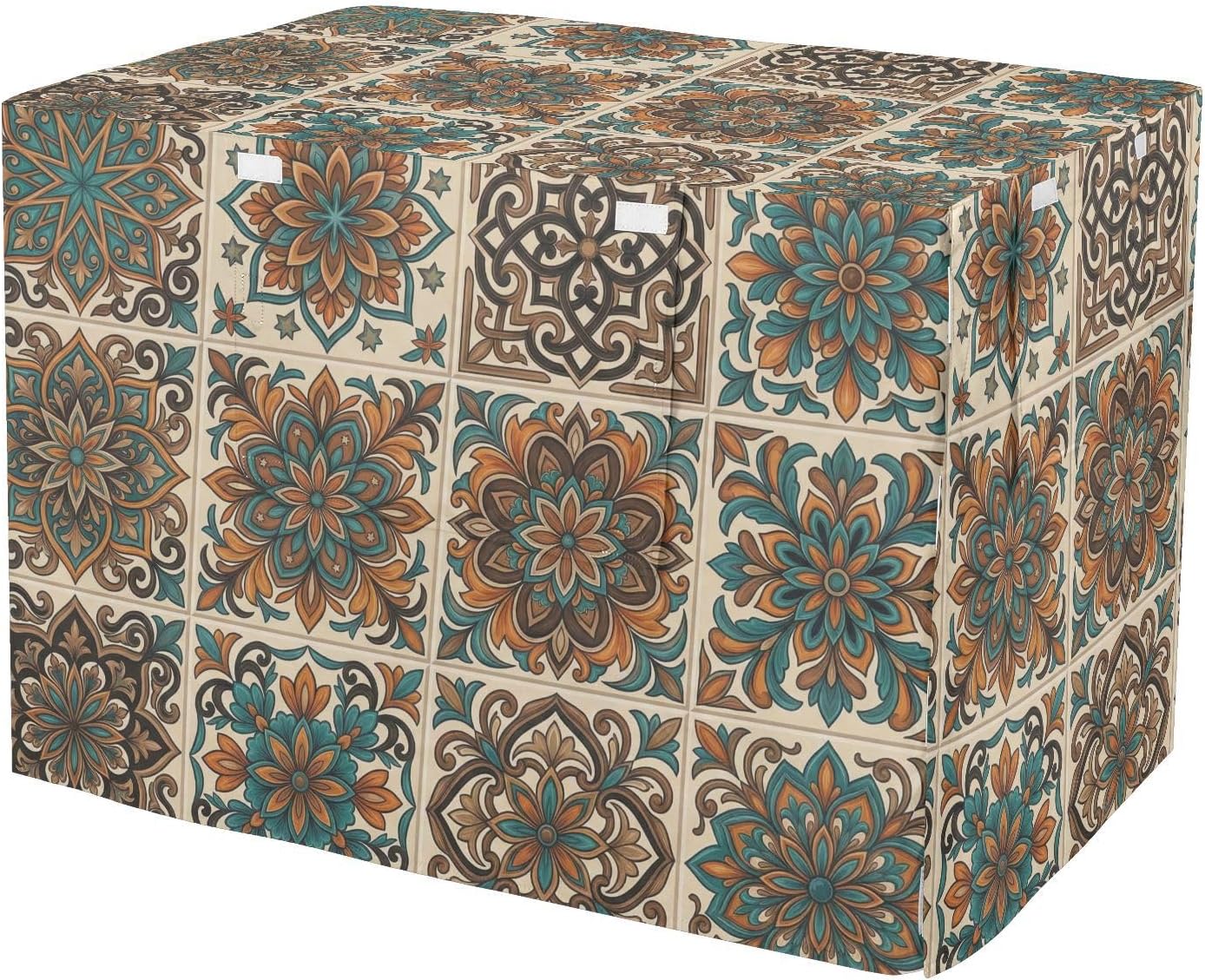 Duty 600D Silver Coated Dog Crate Cover, Water-Resistant Retro Pattern Pet Kennel Canopy with Mesh Windows for Optimal Ventilation, Universal Fit for Standard Wire Cage, Indoor & Travel