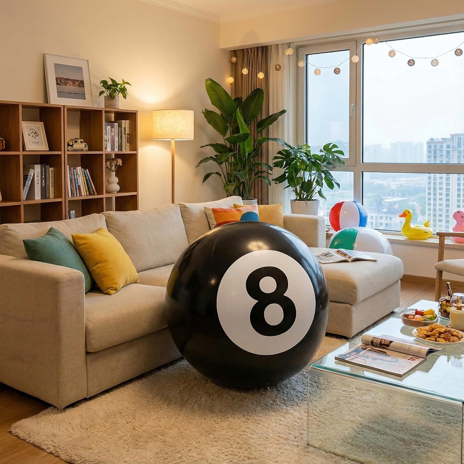 8 Ball 40 Inch Giant Beach Balls Inflatable Pool Balls for Swimming and Outdoor Fun, Big 8 Ball Toys Decorations for Beach Party Games and Summer Beachball Party Favors