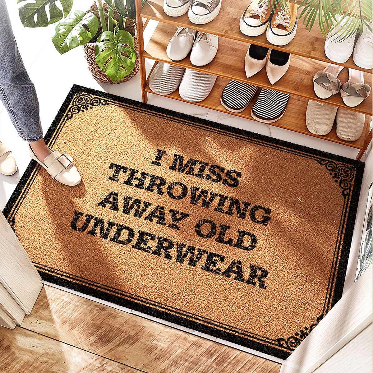Tapis de bienvenue I Miss Throwing Away grand format pour entrée et bar
