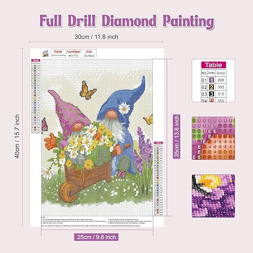 Miniatura 2 de NAIMOER Kits de arte de diamantes de gnomos para adultos, flores y carritos de taladro completo, kits de arte de diamantes, flores de diamante 5D y