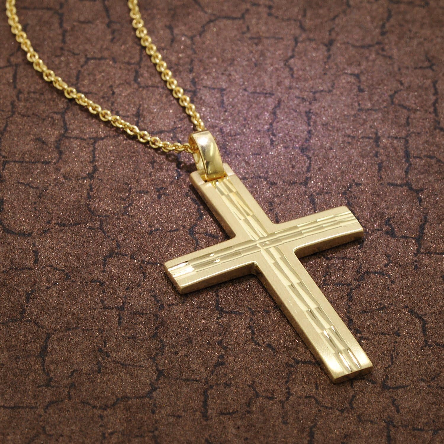 trendor Herren-Halskette mit Kreuz-Anhänger Gold auf Silber 39022