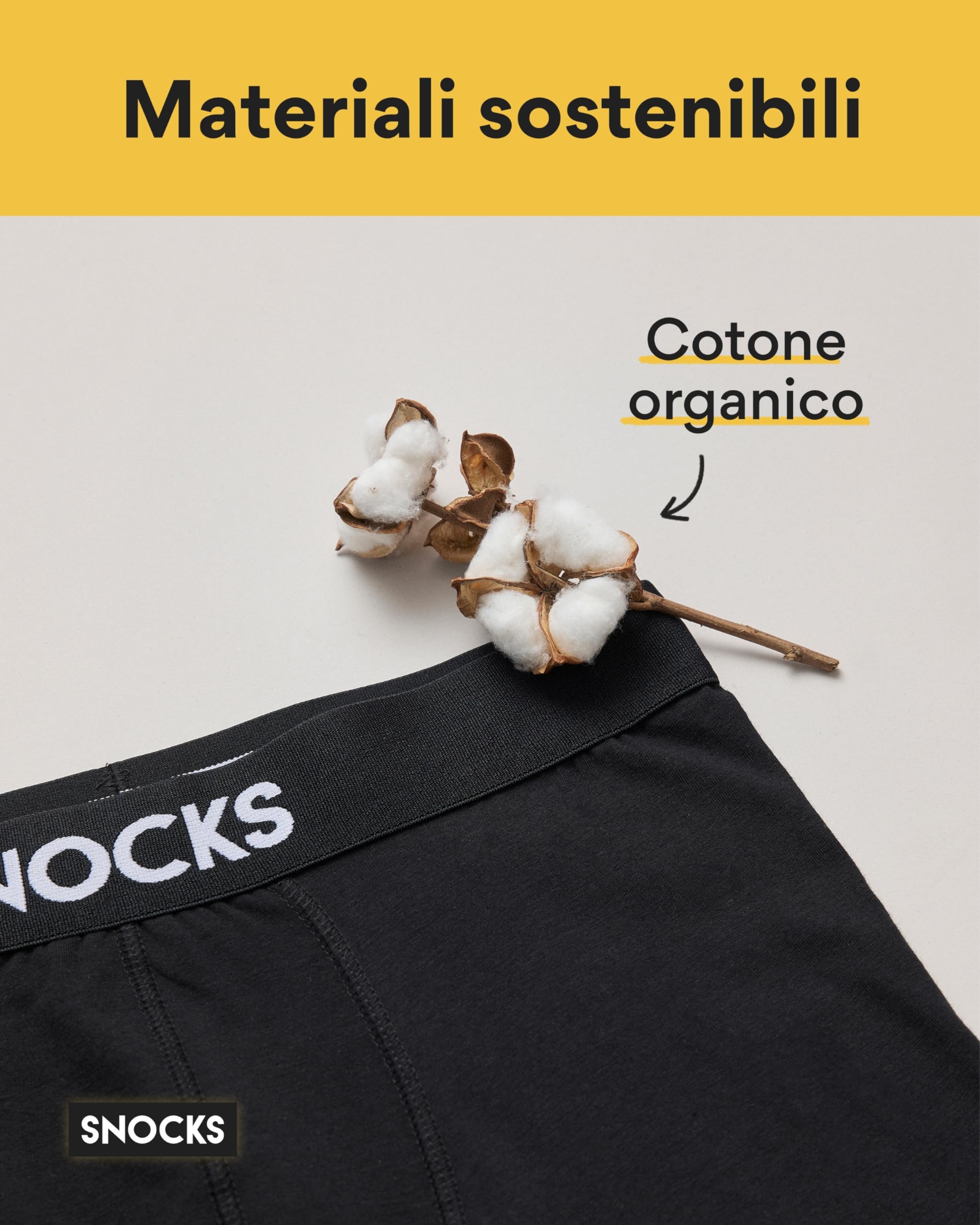Snocks Pacco 6 Boxer Uomo Cotone Bio Elasticizzato - Mutande Uomo Senza Etichette Irritanti - Boxer Pack - Nero - L