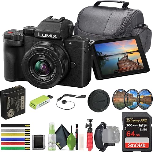 Panasonic Lumix G100 - Cámara sin espejo 4K con lente de 0.47 a 1.28 pulgadas para fotografía, video y vlog micrófono integrado, kit de cámara ideal