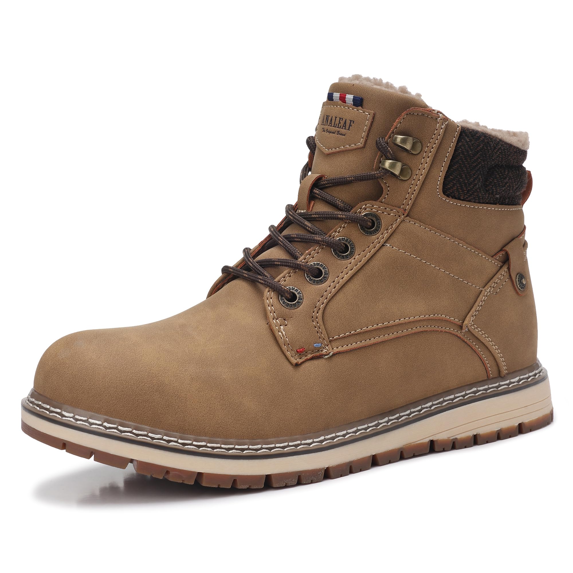 ANALEAF Herren Winterschuhe Warm Winterstiefel Draussen Schneestiefel | Rutschfeste Profilsohle, warmes Isolierfutter , ideal bei Eis, Schnee und im Winter-Outdoor-Einsatz