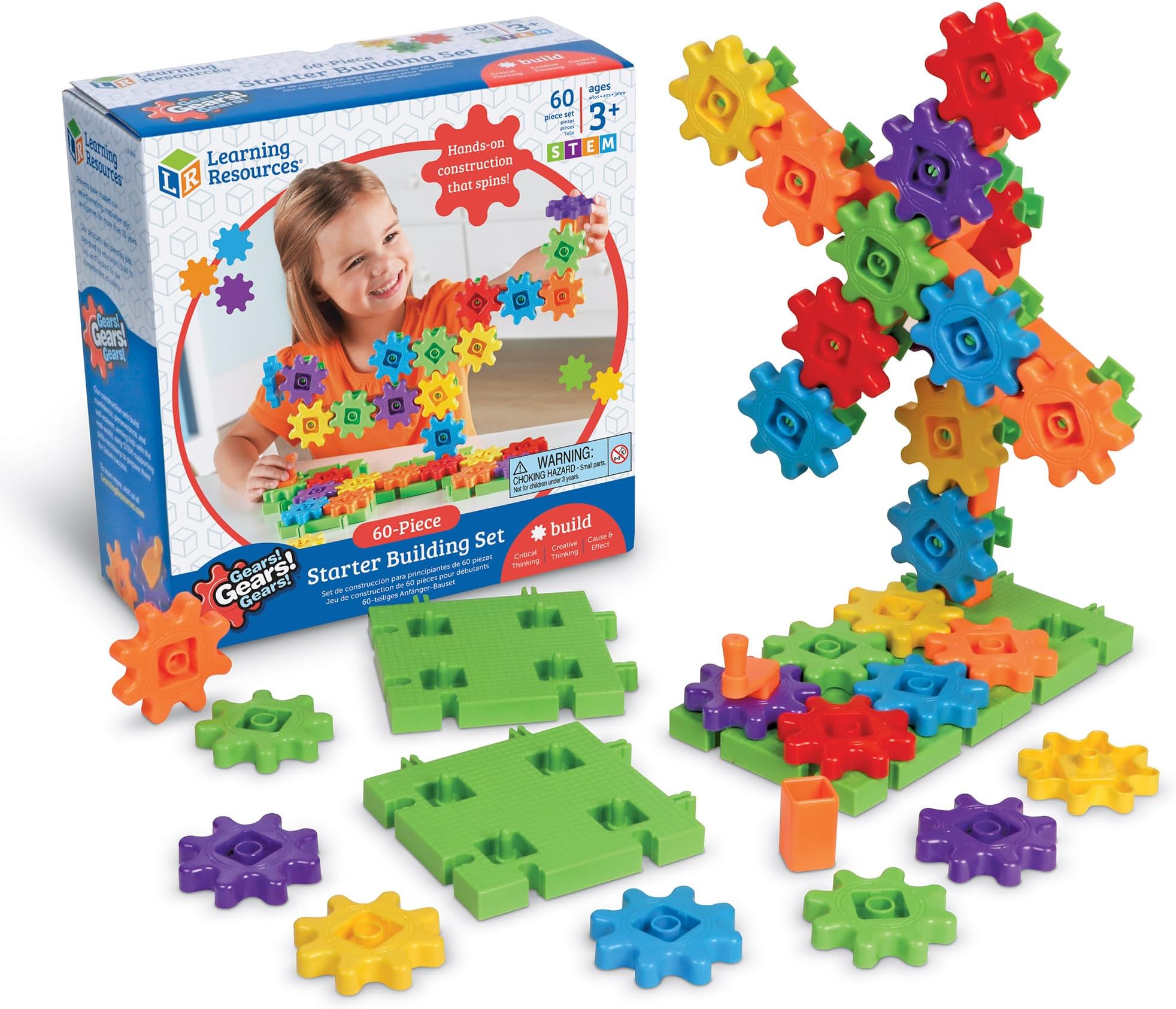 Learning Resources Gears Starter Building Set, STEM Activities, Fine Motor Skills, Toddler Explorer Kit, Science and Construction, Boys and Girls Gifts, Ages 3 and Up