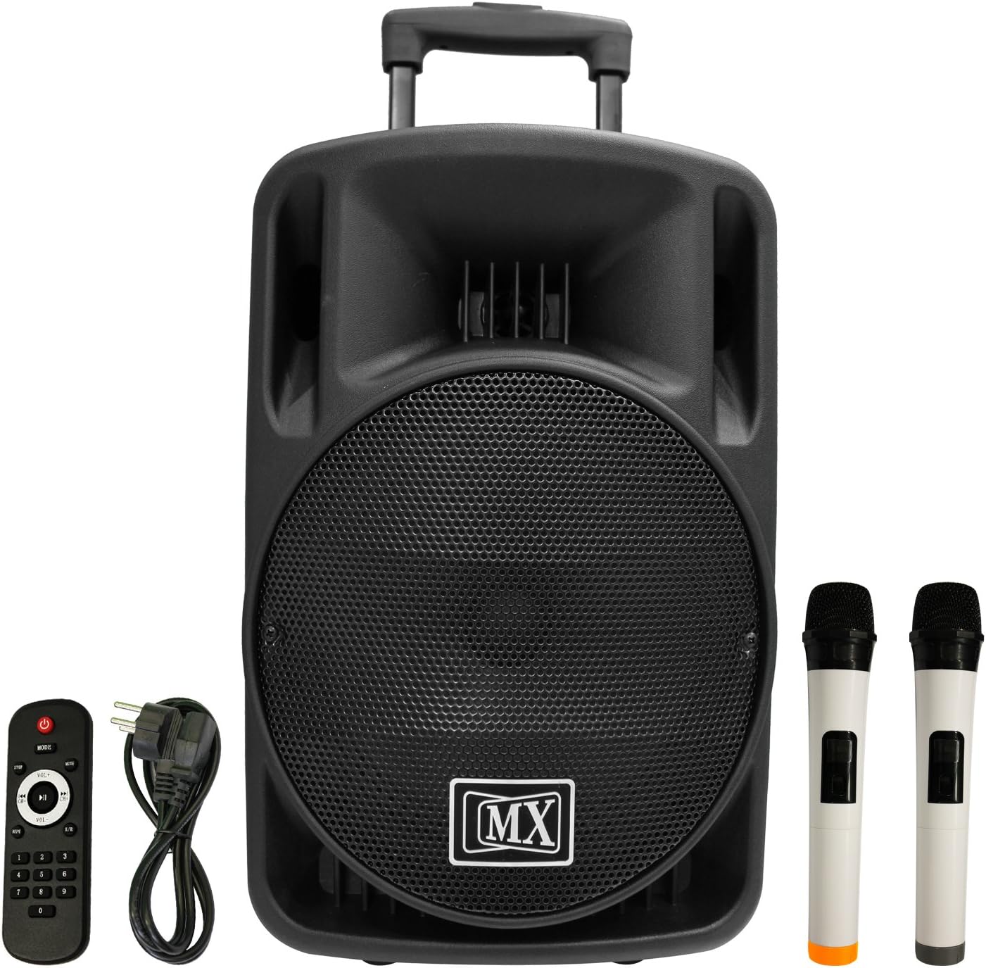 SKIN4GADGETS MX Professional MR Series 10" Portable Multimedia Trolley Speaker with Bluetooth USB Aux Input & Wireless Microphone