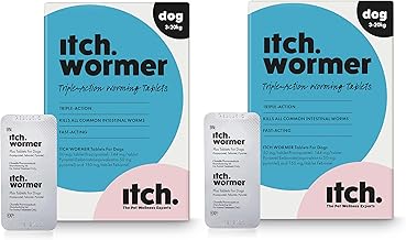 Itch - Worming Tablets for Dogs 3kg-19kg - 4 Tablets - Treats Roundworms, Tapeworms, Hookworms and Whipworms - Kills Worm Larvae