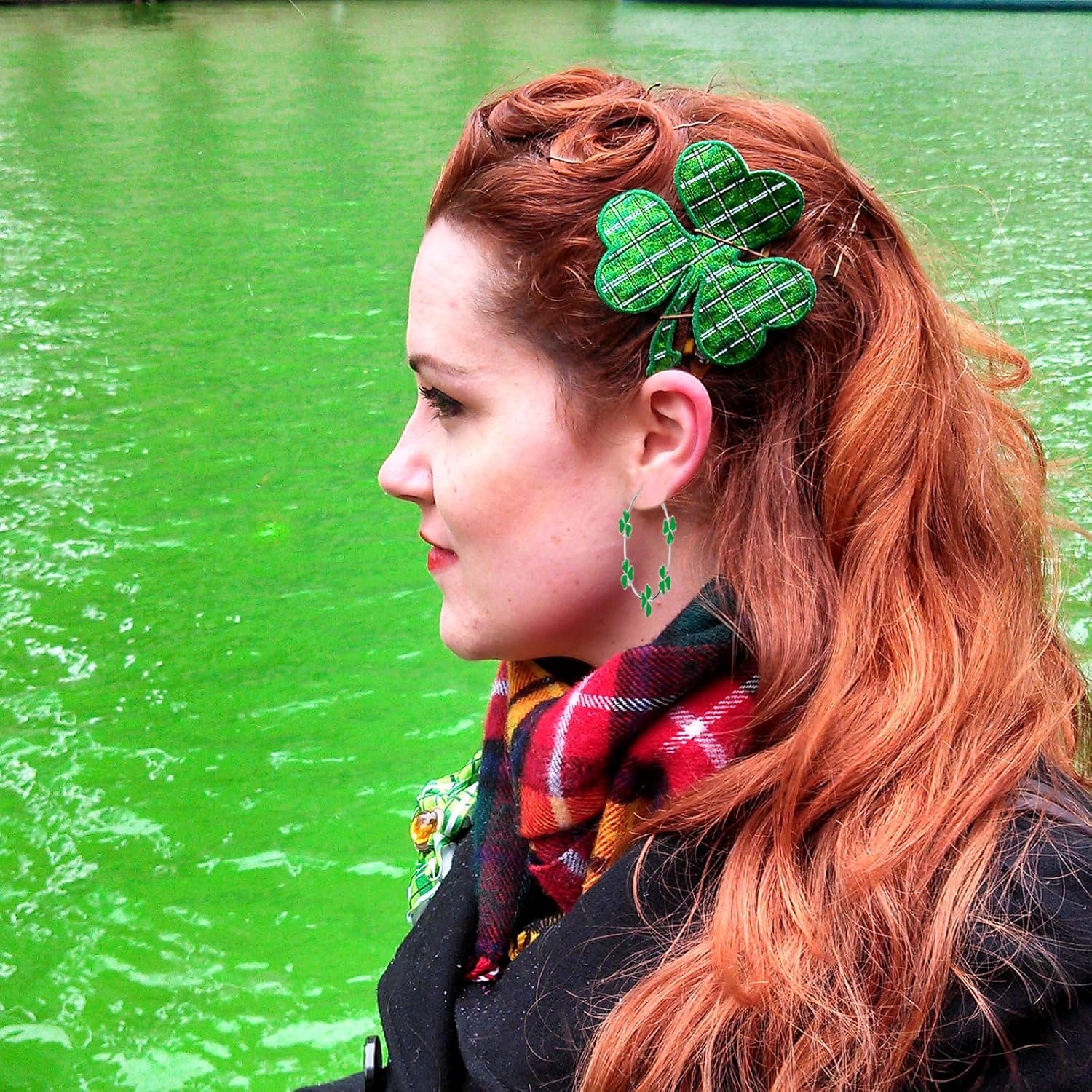 St Patricks Day Earrings for Women Shamrock Earrings St Patricks Hoop Earrings St Patricks Day Jewelry - Image 4