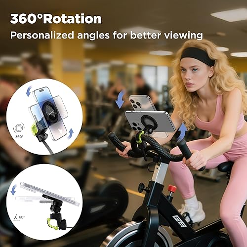 Vista 3 de OUTXE Soporte magnético de teléfono para cochecito, soporte de teléfono ajustable con Magsafe para carrito de compras, manillar de bicicleta