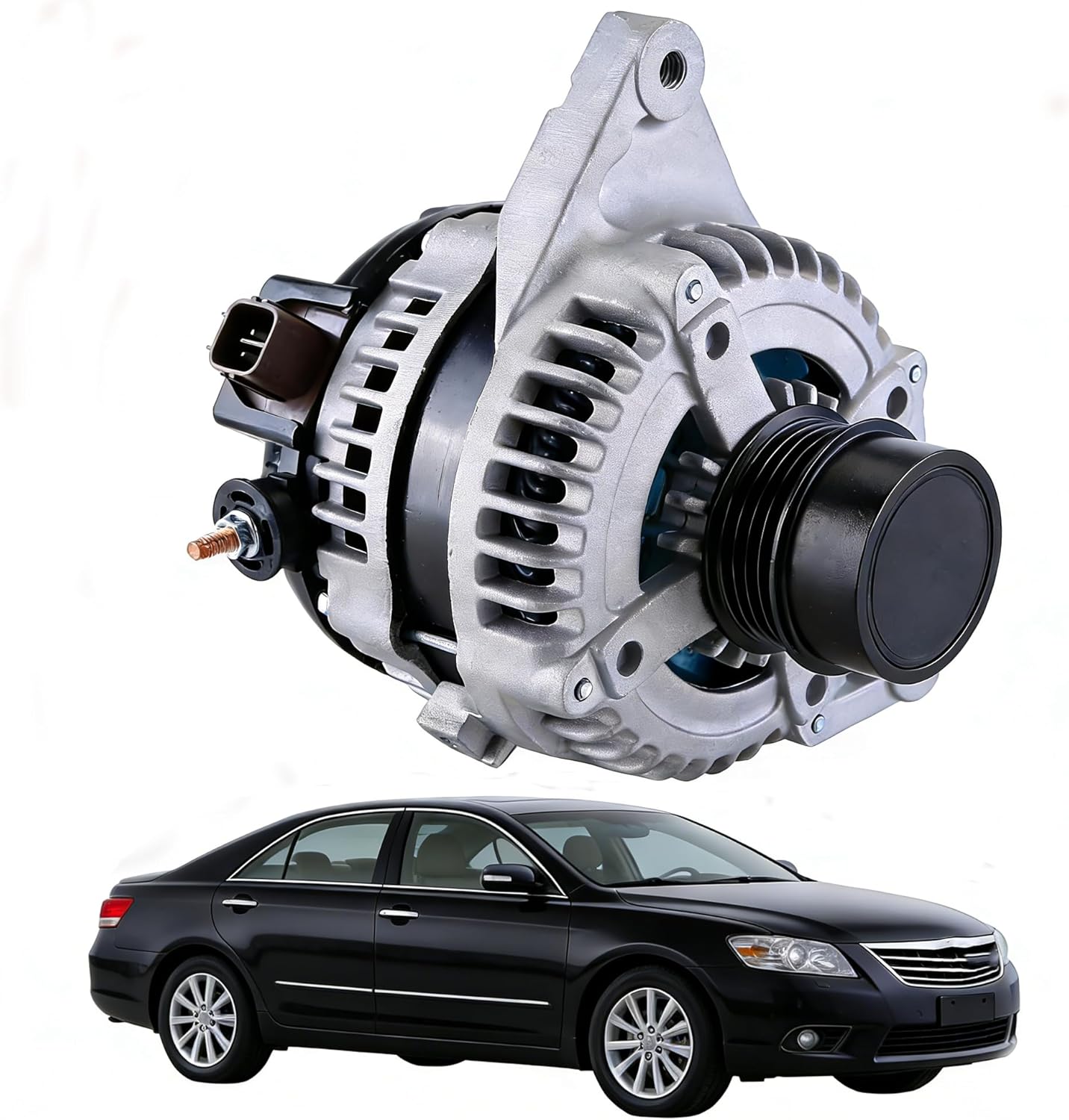 Alternator 80 Amp/12 Volt CW 4 Grooves Pulley Compatible With 2006-2014 for Toyota Yaris L4 1.5L 1497cc Automotive Replacement Alternators 11203 11505 27060-21151 High Output Alternator