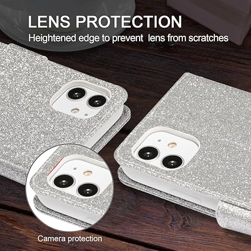 Miniatura 4 de UEEBAI Wallet Case for iPhone 11 6.1 inch, Premium Glitter PU Leather Phone Case Card Slots Kickstand Case Magnetic Closure Bling Handbag Case