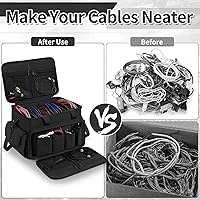 Vista 4 de Bolsa de Cables para DJ con 6 Divisores Desmontables Bolsa de Cables de Alta Capacidad para Conciertos para Cables, Equipo de DJ, Instrumentos
