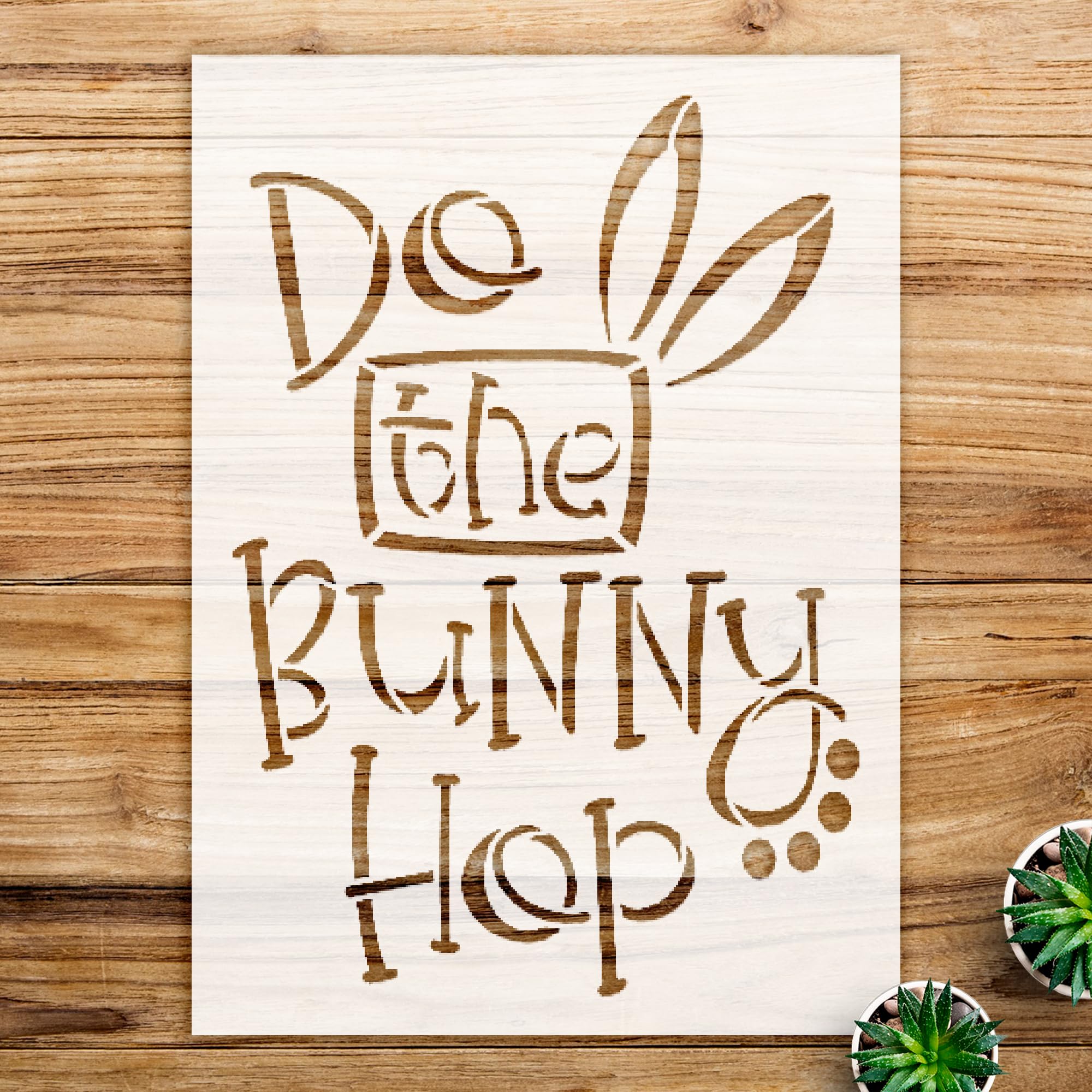 Bunny hop Stencil Pattern for DIY Farmhouse Easter Decor, Reusable Mylar Template for Crafting Wood Signs and Home Projects - Size A4 (7.9