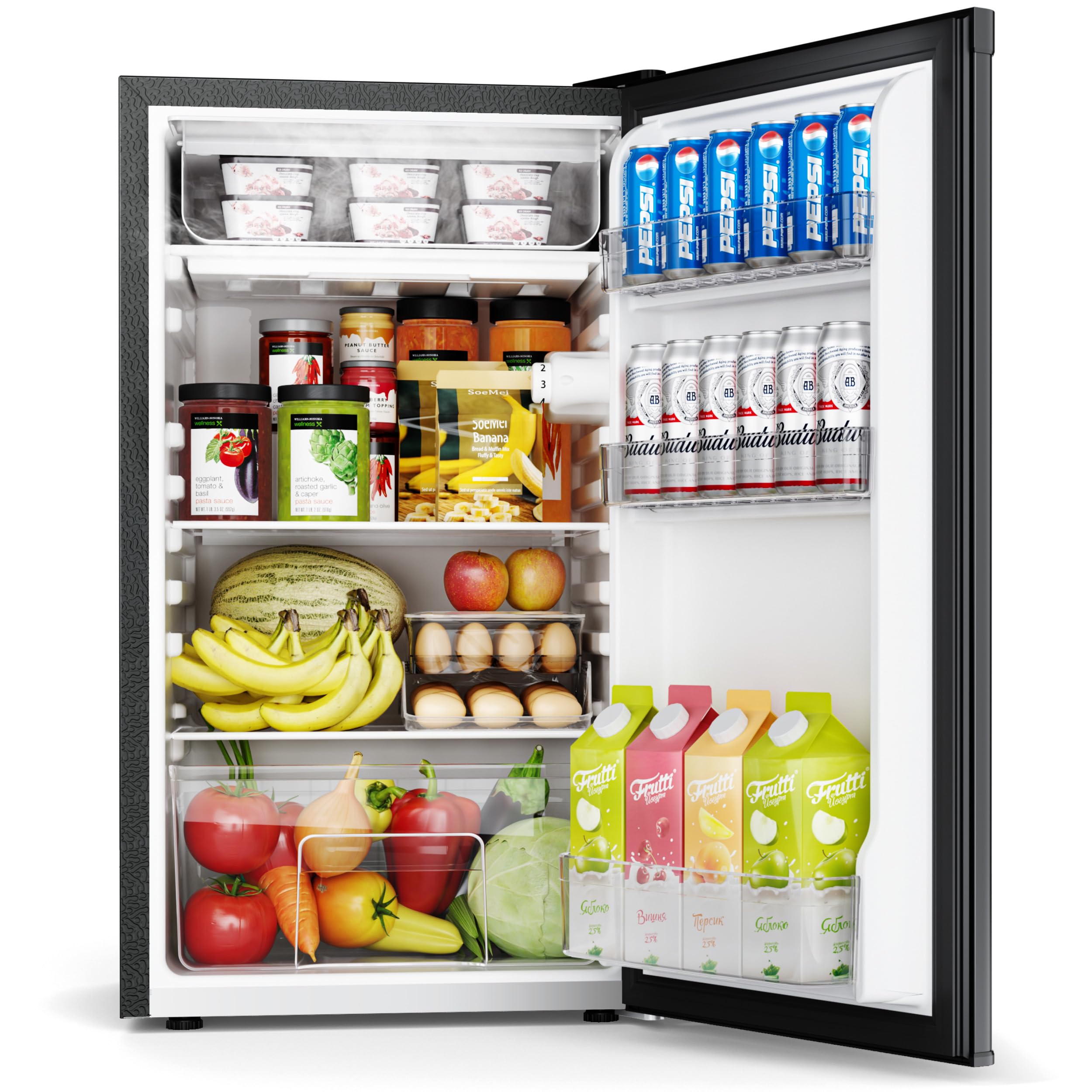 EUHOMY 93L Under Counter Fridge, Small Fridge Freezer with 7-Stage Thermostat, 38dB Ultra-Quiet Undercounter Mini Fridge, 82L Refrigerators & 8L Freezer for Dorm/Office/Bedroom, Black [Energy Class E] — view 8