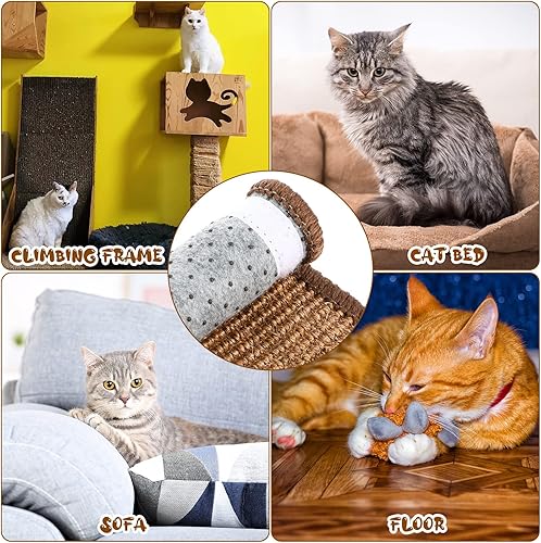 Miniatura 7 de Tuanse 4 alfombrillas rascadoras para gatos, 15.7 x 7.8 pulgadas, almohadilla rascador de sisal para gatos, alfombra horizontal para rascar el suelo