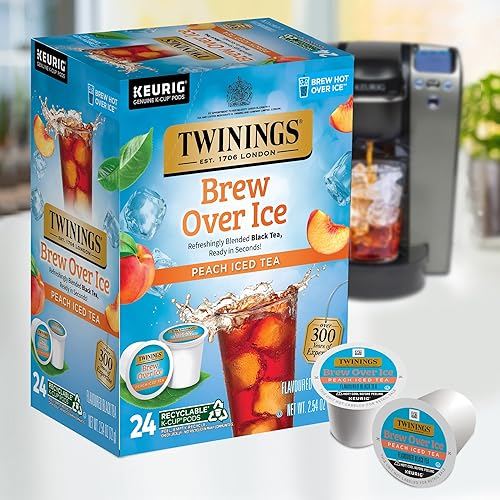Miniatura 4 de Twinings Brew Over Ice Cápsulas K-Cup de té helado negro con sabor a melocotón sin azúcar para Keurig, cafeinada, 24 unidades (paquete de 1)