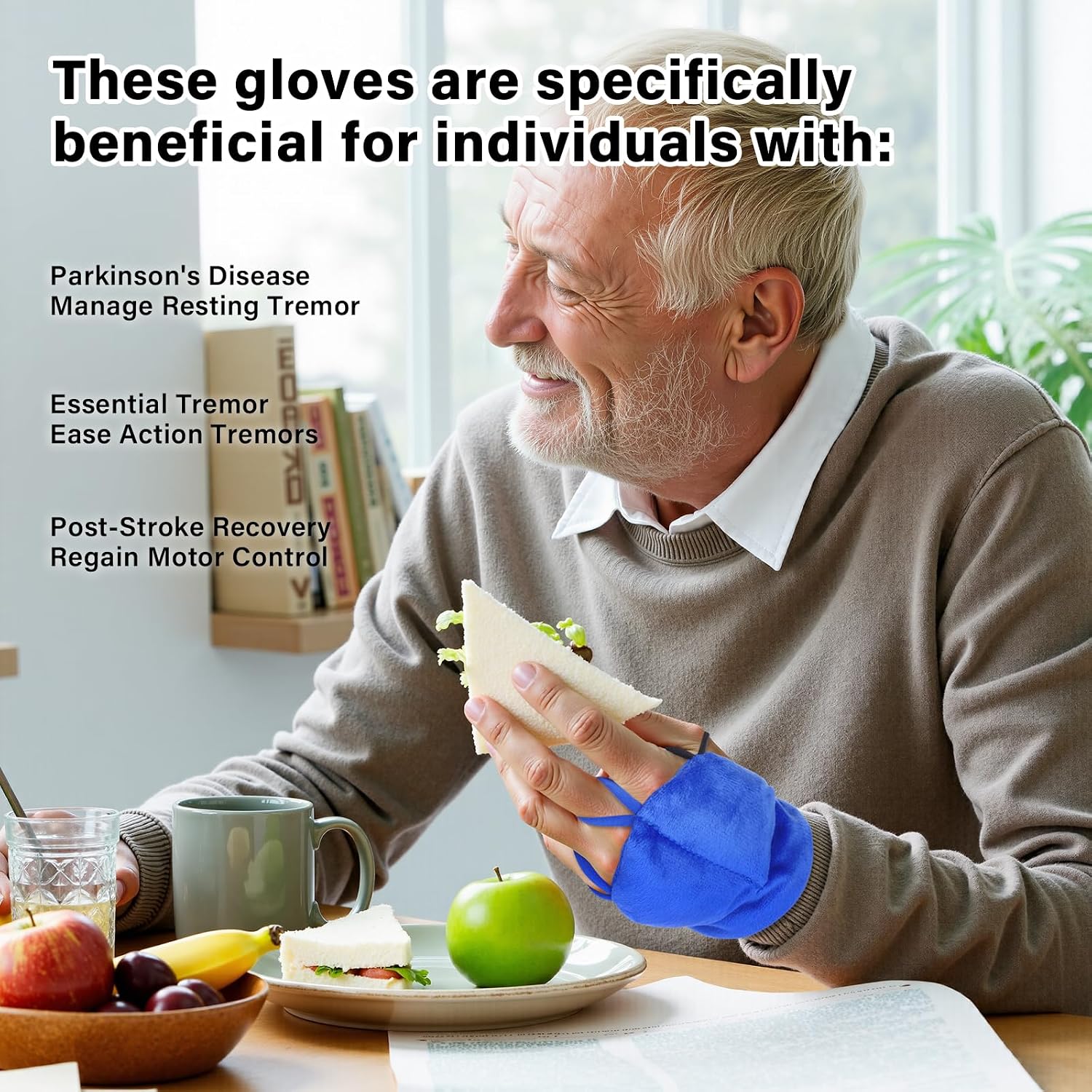 Weighted Gloves for Hand Tremors and Parkinson's, Improved Hand/Wrist Stability & Mobility, Adjustable Wrist, Weights Strengthening Tool
