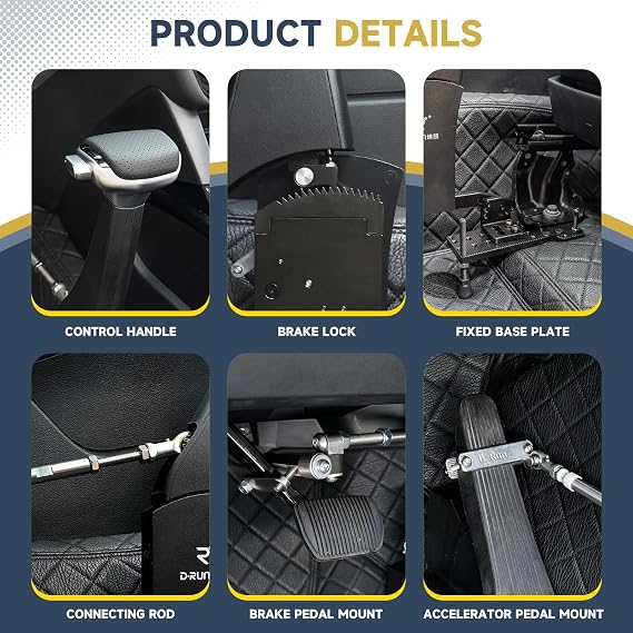 Hand Controls for Disabled Drivers,Handicap Driving Hand Controls,Hand Controls for Vehicle with Steering Wheel Spinners,Suitable for 99% Vehicle Models (Generation 2)