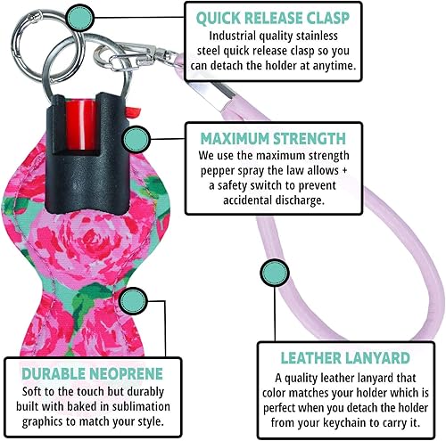 Miniatura 2 de Personal Savers - Llavero con spray de pimienta para mujer, máxima fuerza policial, rango de 9.8ft con cierre de seguridad, con liberación rápida