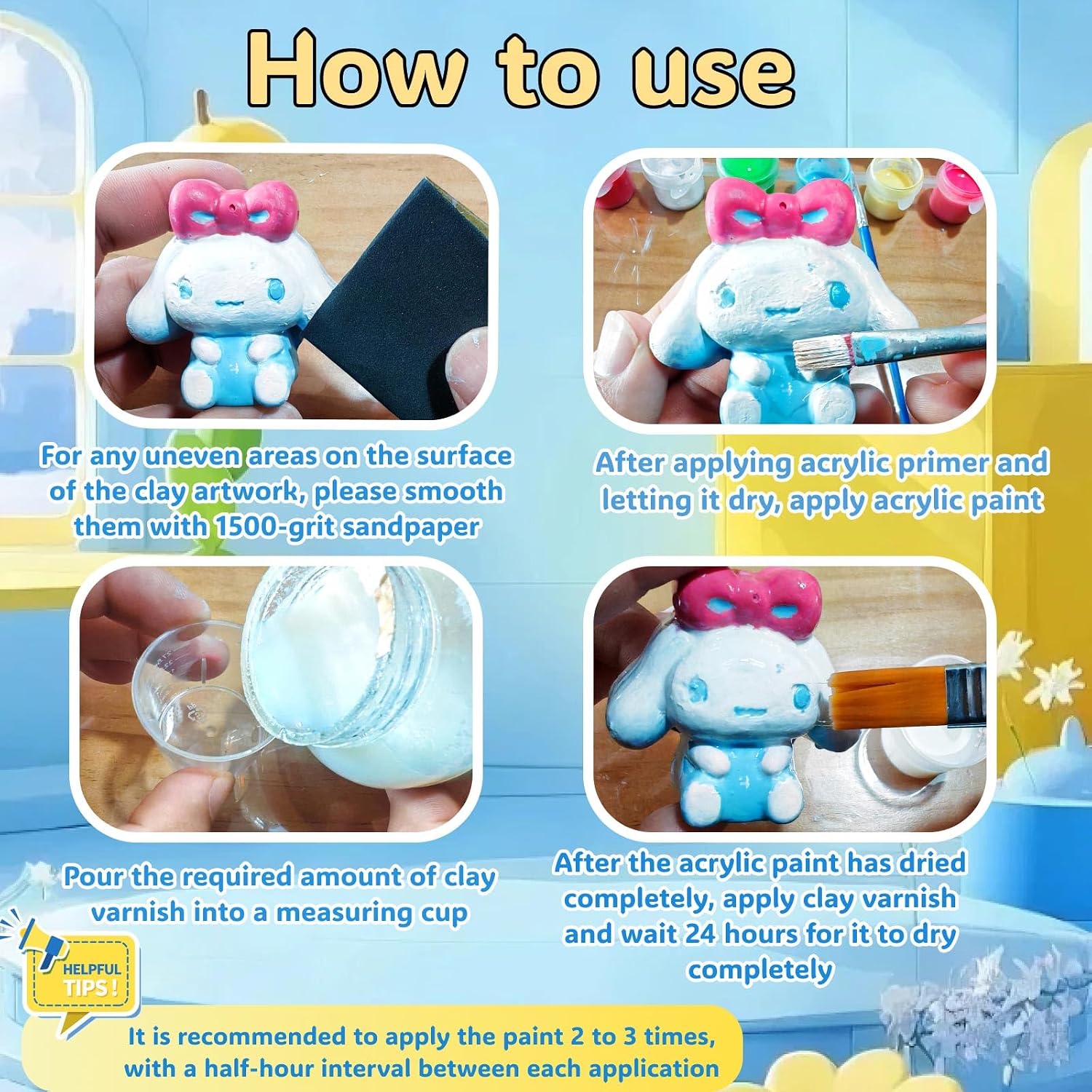 Air Dry Clay Glaze, 8.45fl Oz/250ml Clay Varnish,Pottery Glaze,with Measuring Cup Brush Petgloves, Scratch Resistant, Waterproof, Prevents Cracking, High-Gloss, Suitable for Clay Crafts