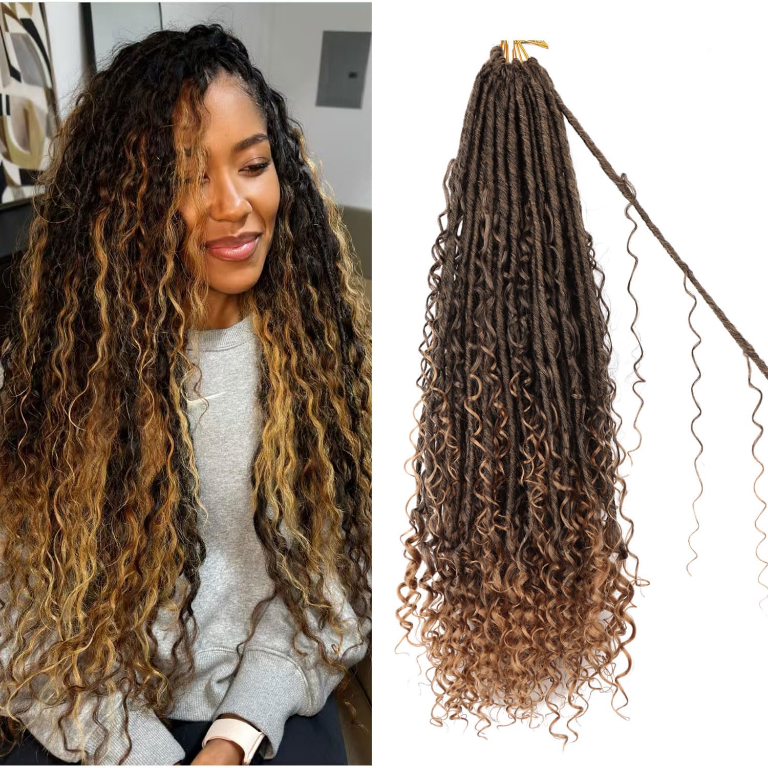 Boho Faux Locs Crochet Hair for Black Women 24 Inch Soft Locs Hair T27