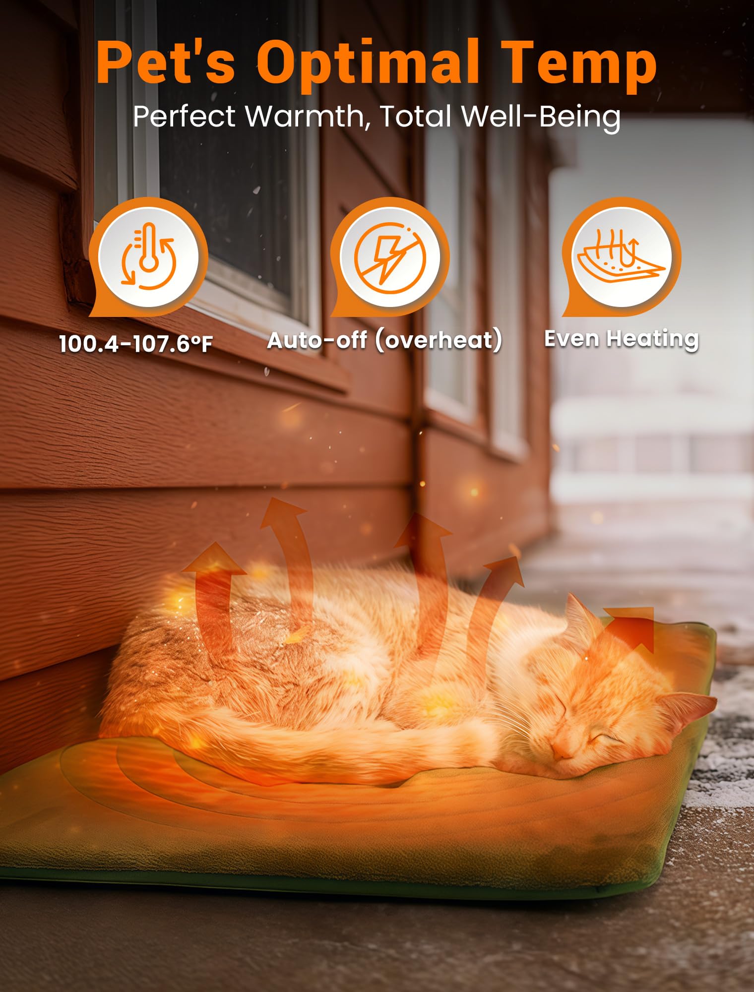 PETNF Heizkissen für Katzen und Hunde, 38-42 °C, automatische Temperaturregelung, wasserdicht, feuerfest, für Katzenhaus/Hundehütte/Terrasse, passend für Haustiere und streunende Haustiere (Grün, 60 x