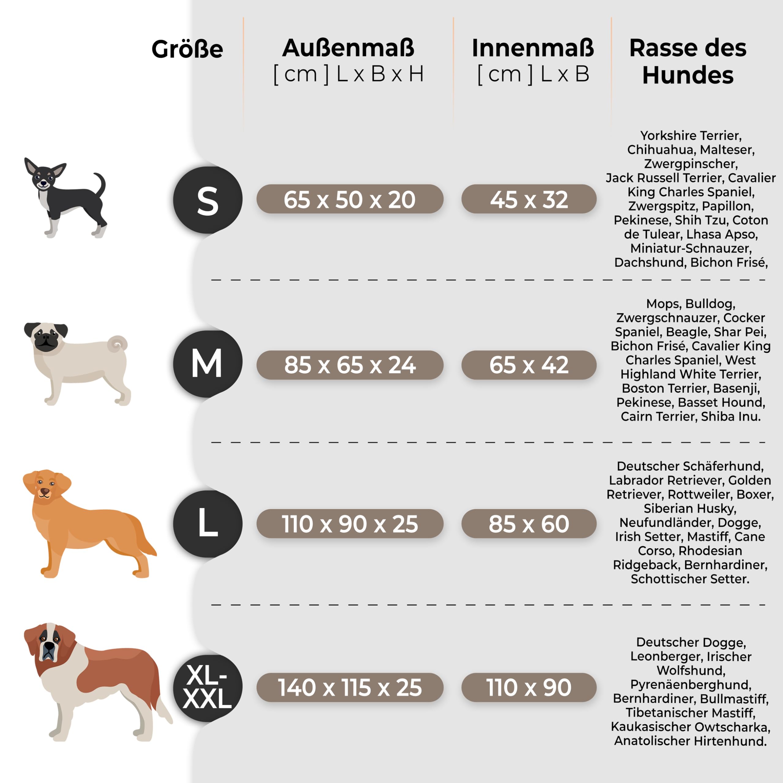 Hundebett - Hundekorb für kleine mittelgroße & große Hunde - Hundekissen - Hundesofa - Bezug abnehmbar und waschbar - Comfort - Größe: L - Dunkelbraun