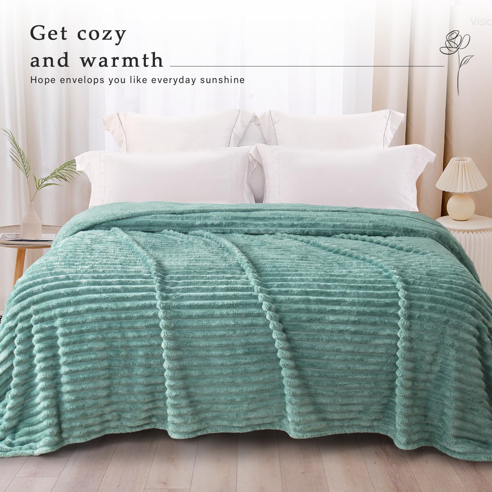 Exclusivo Mezcla Double Size Flannel Fleece Blanket, Super Soft Striped Jacquard Bed Blanket - Image 2