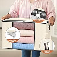 Vista 3 de Bolsas de almacenamiento grandes de 90 L, paquete de 4 contenedores de almacenamiento de ropa plegables, organizadores de armario, contenedores