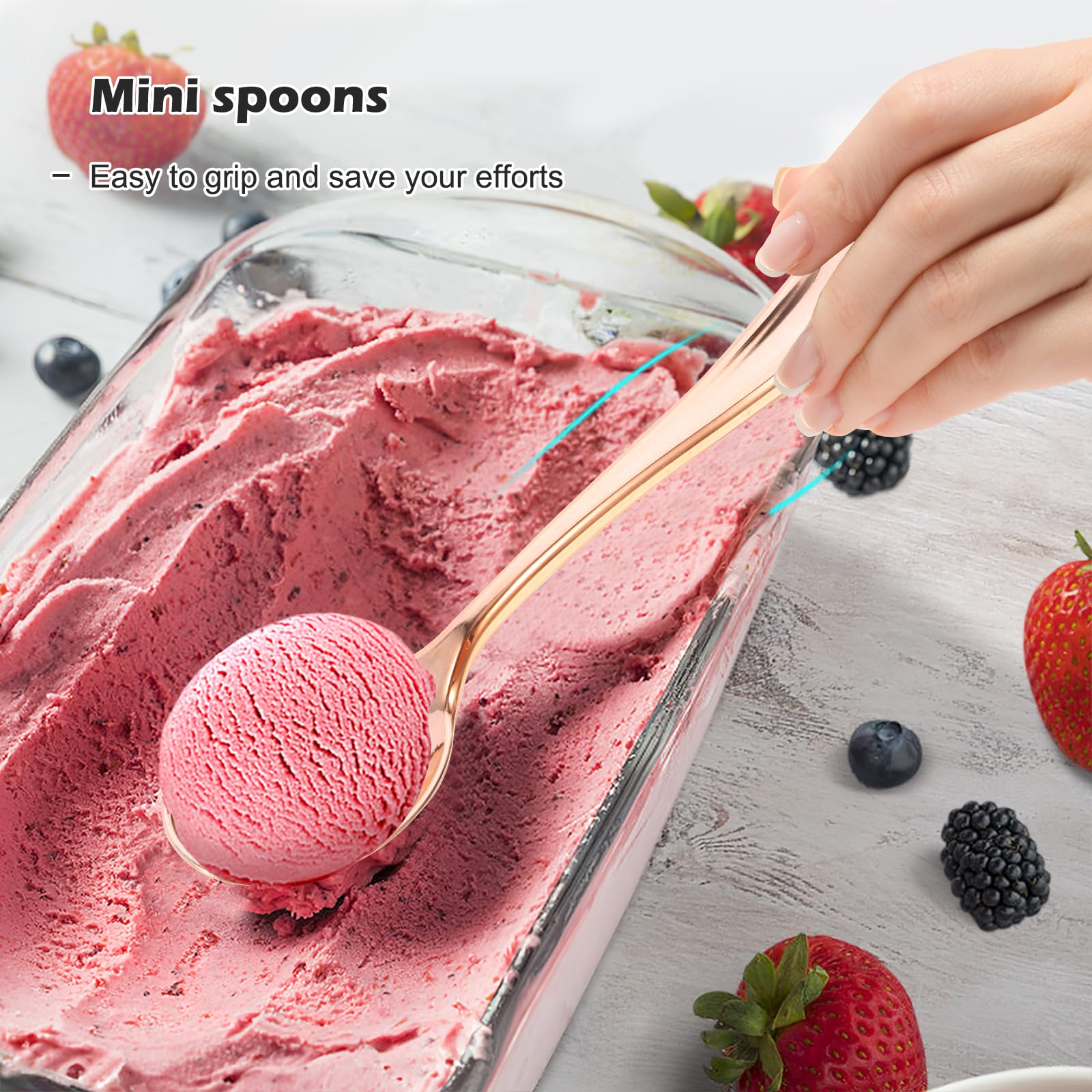 100 Cuillères à Dessert Réutilisables En Plastique Rose - 10 Cm - Pour Glace, Mousse, Gâteau, Fêtes - 8