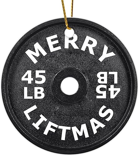 Adornos de Navidad con barra de pesas para amantes del fitness, adorno para decoración del árbol de Navidad, adornos colgantes de cerámica de Adornos de Navidad con barra de pesas para amantes del fitness, adorno para decoración del árbol de Navidad, adornos colgantes de cerámica de