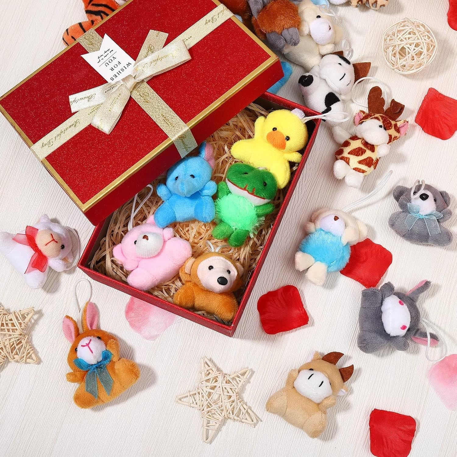 28 Packs Valentines Day Animal Plush Toy with Heart Boxes for Kids, Mini Stuffed Animal Keychain Bulk for Girls Boys Valentine's Classroom Gift Exchange, Classroom Prize Party Favor - Image 5