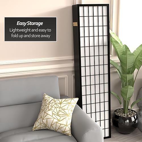 Miniatura 6 de Oriental Furniture Pantalla Shoji para ventana de 6 pies de alto color negro 8 paneles