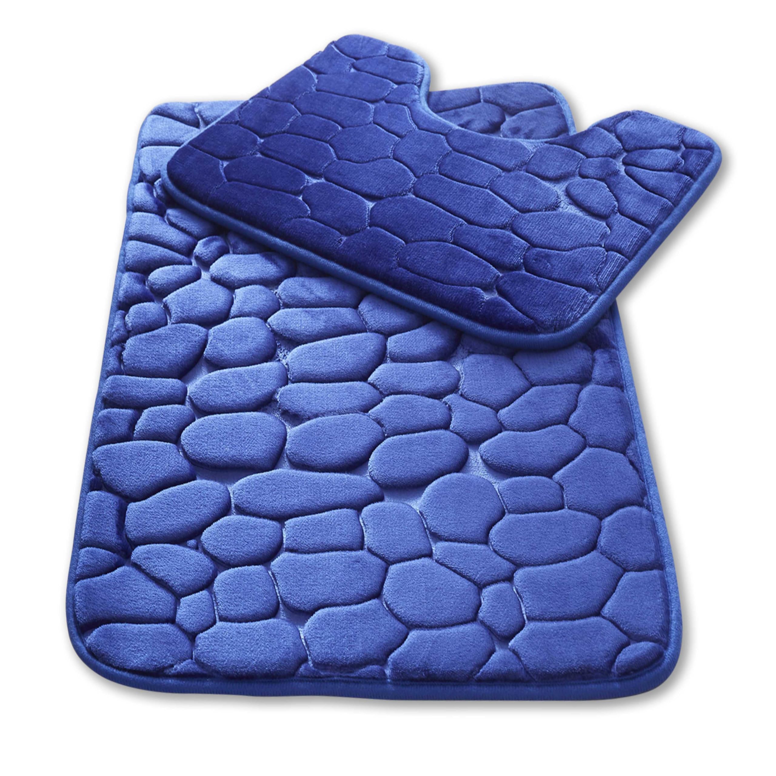 GC GAVENO CAVAILIA 2 Pieces Memory Foam Bath & Pedestal Mat Set, Royal Blue — image 1