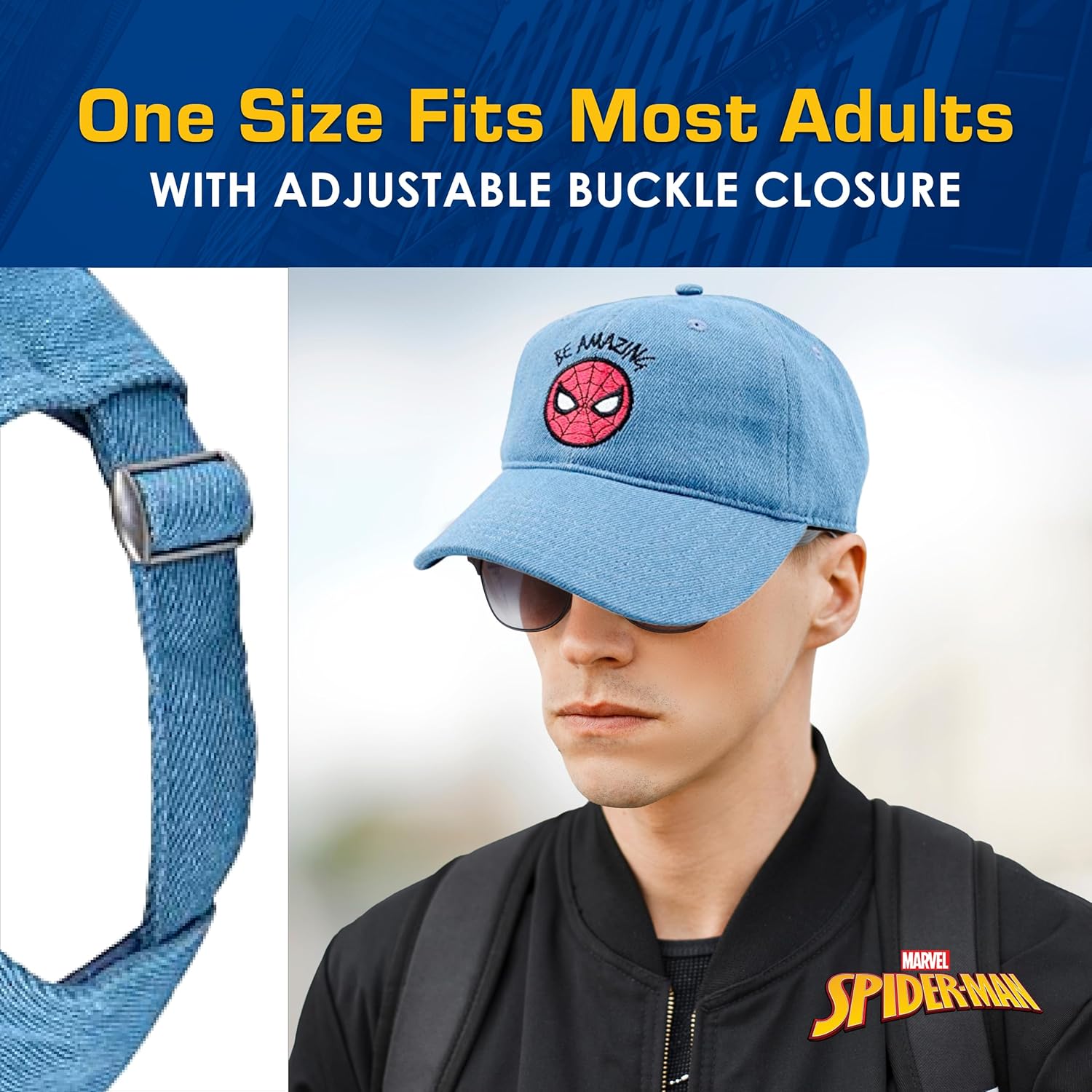 Marvel Spider-Man Cotton Adjustable Dad Hat, Baseball Cap with Curved Brim - Image 4