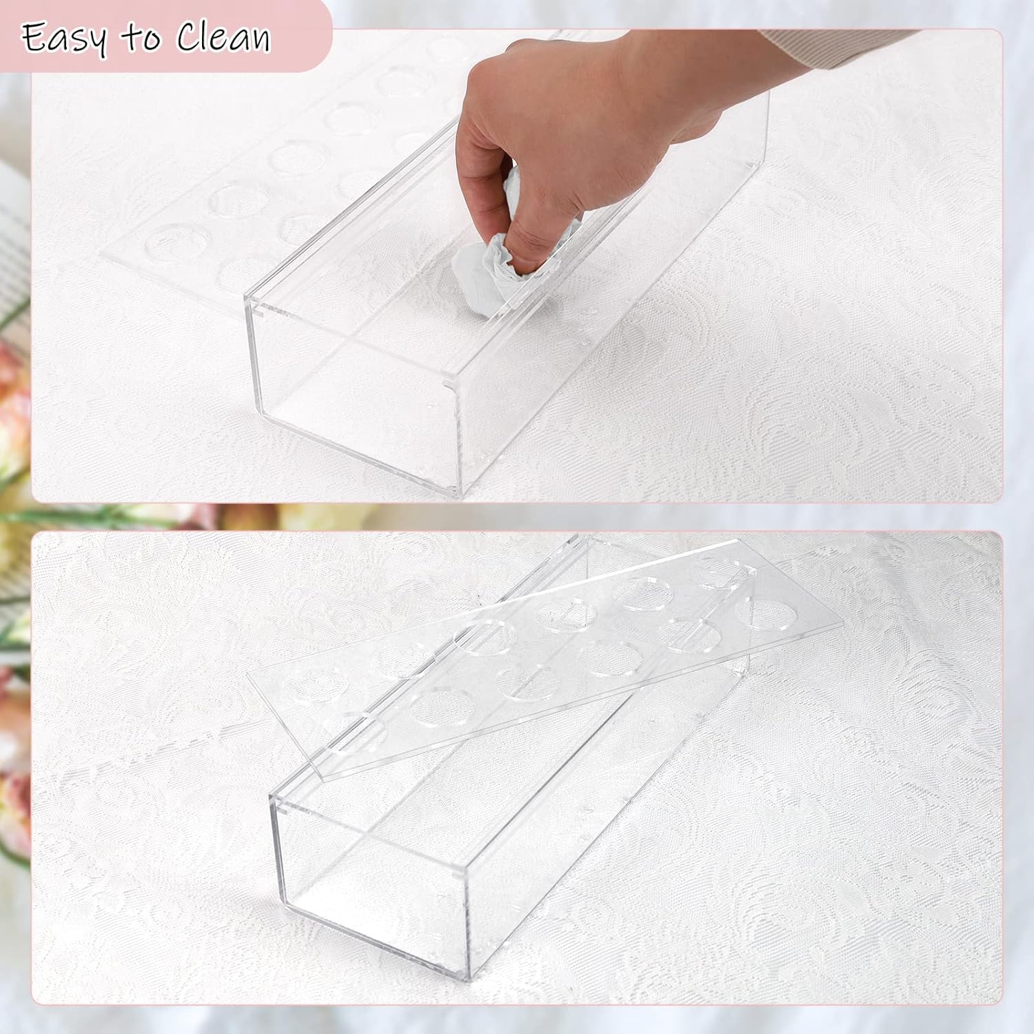 Clear Acrylic Flower Vase Rectangular Floral Centerpiece for Dining Table,Floral Arranger Rectangle Decorative Modern Vase Long Rectangle Acrylic Flower Holder Flower Vases for Home Decor Wedding