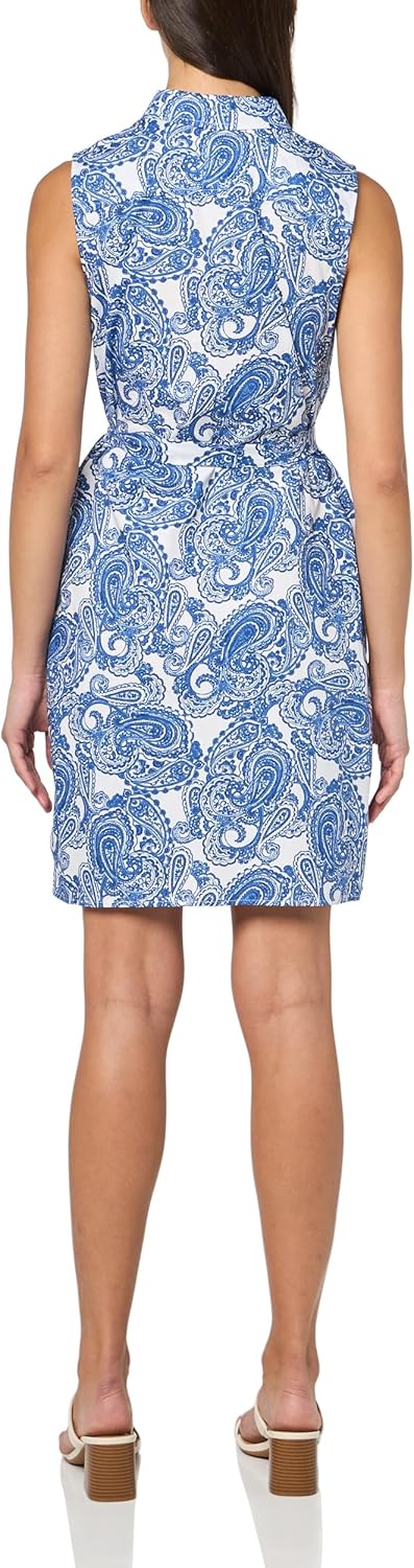 Tommy Hilfiger Womens Sleeveless Collared Button Front Tie Waist Mini Shirt Dress - Image 2