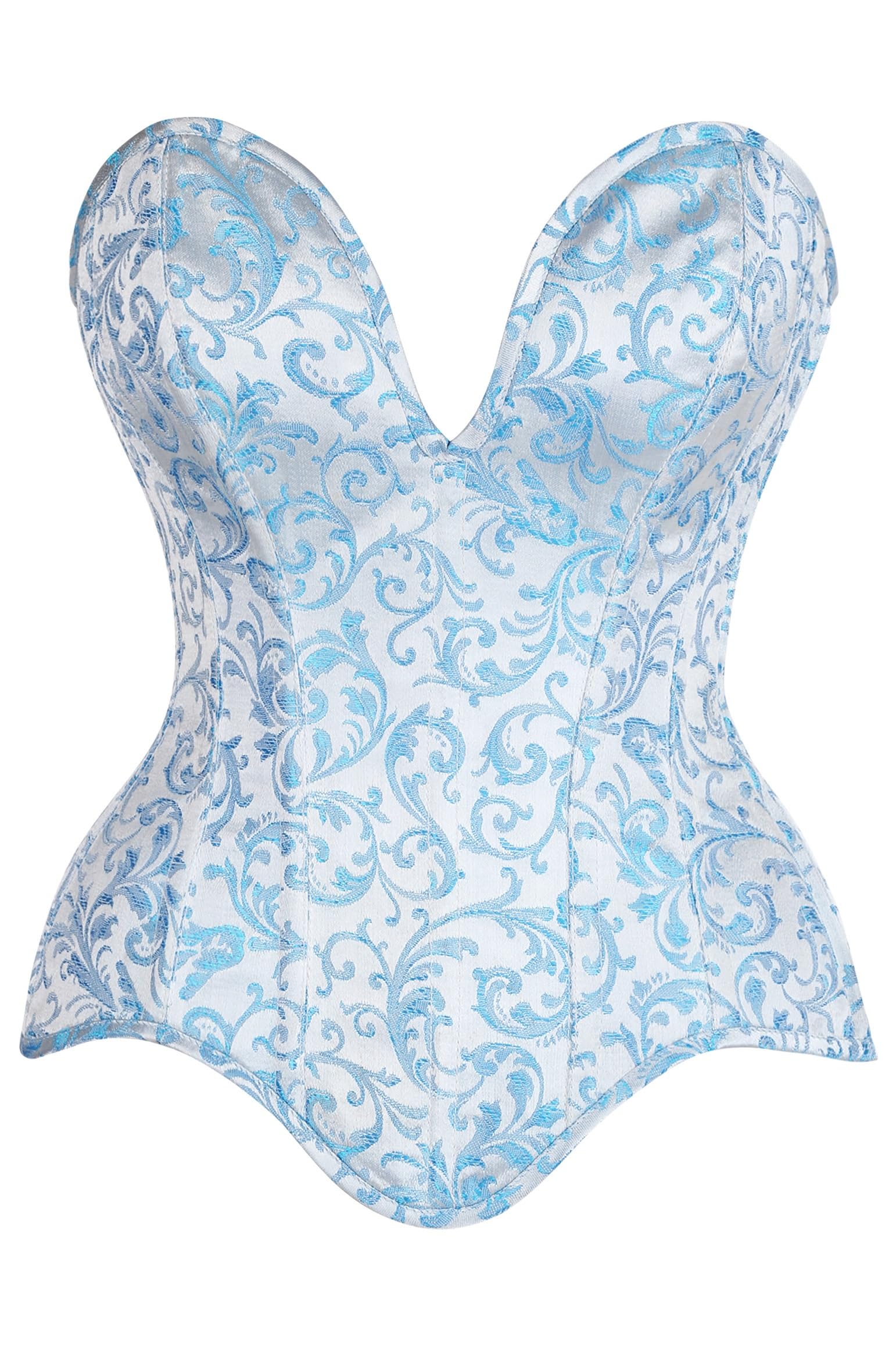 Daisy corsets womens Daisy Corsets Womens Deep Plunge Blue Brocade Overbust Corset Top W Zipper Plus Size