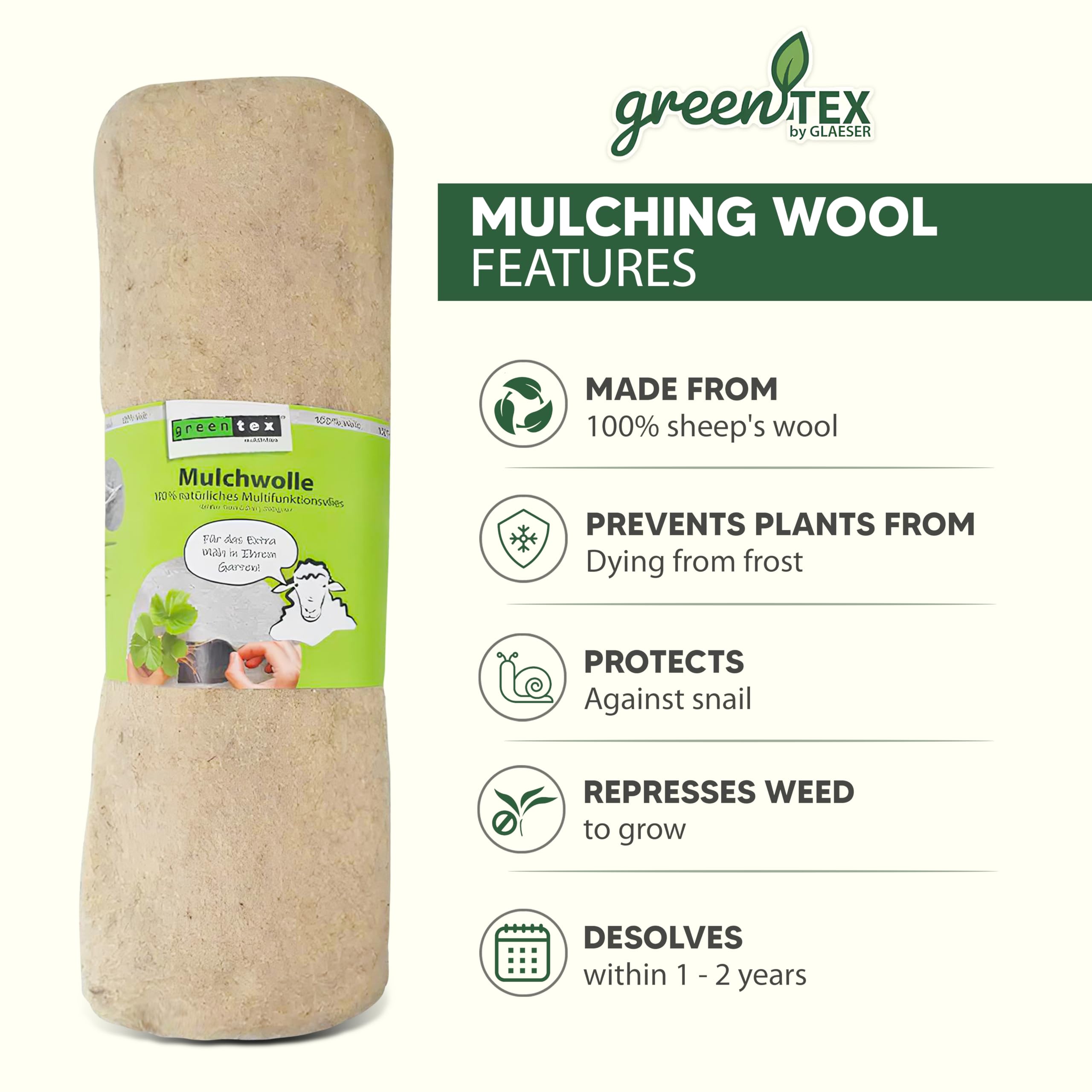 EASYgreen greentex - Tappetino anti-erbacce in lana di pecora, 250 g/m², 1,20 x 30 m, tessuto non tessuto naturale, immagazzina acqua e fertilizzante (1,20 x 30)