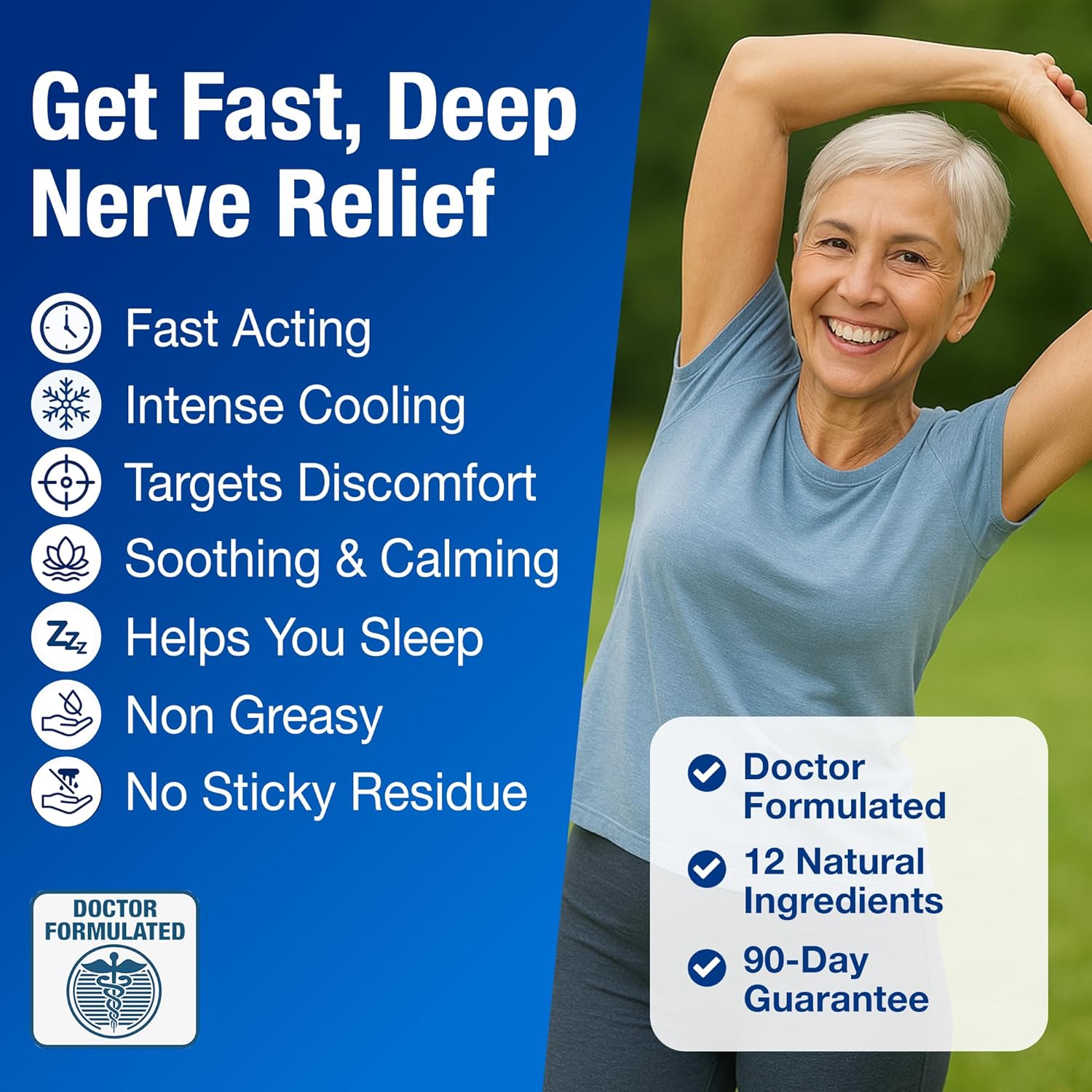 Neuropathy Nerve Relief Cream – Maximum Strength for Feet Hands Legs Toes Back – Natural Ingredients Arnica Aloe Vera MSM Vitamins – Fast-Acting Soothing Comfort – Made in USA – 2 Oz