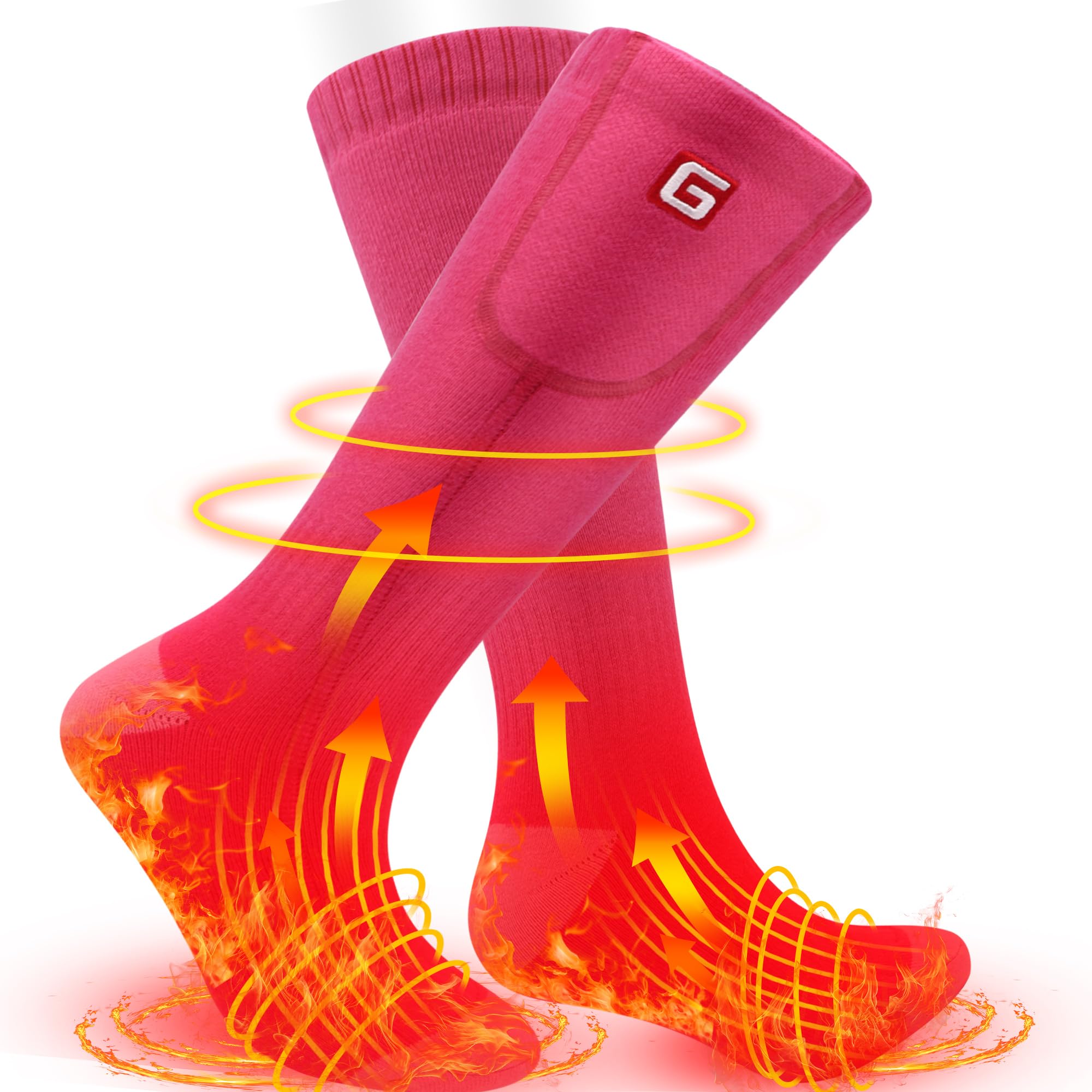 Svpro Calcetines calefactables, calcetines calefactables recargables hombres mujeres batería calefacción calcetines térmicos clima frío calcetines calentados para esquiar al aire libre invierno