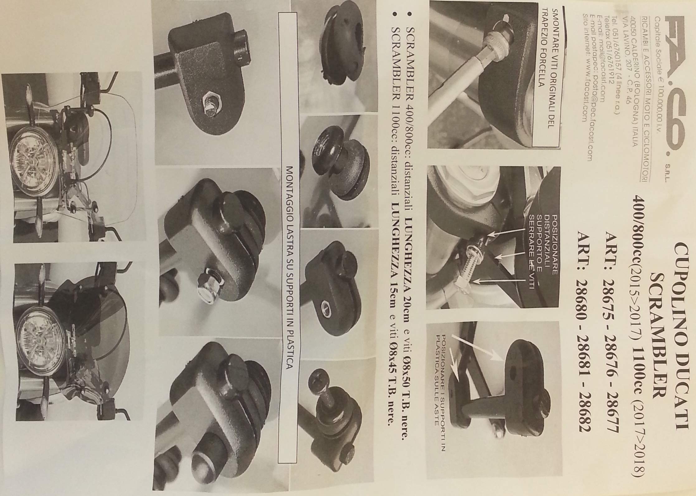 CUPOLINO FUME' SCURO 3MM + ATTACCHI DUCATI SCRAMBL