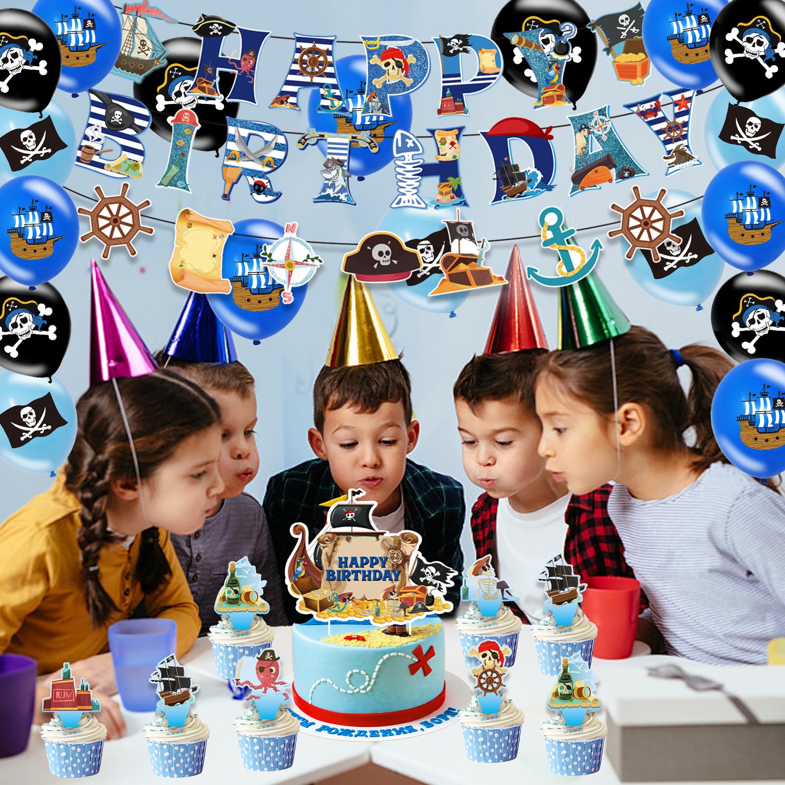 Décoration Anniversaire Pirate Garçon Ou Fille, Décoration Gâteau