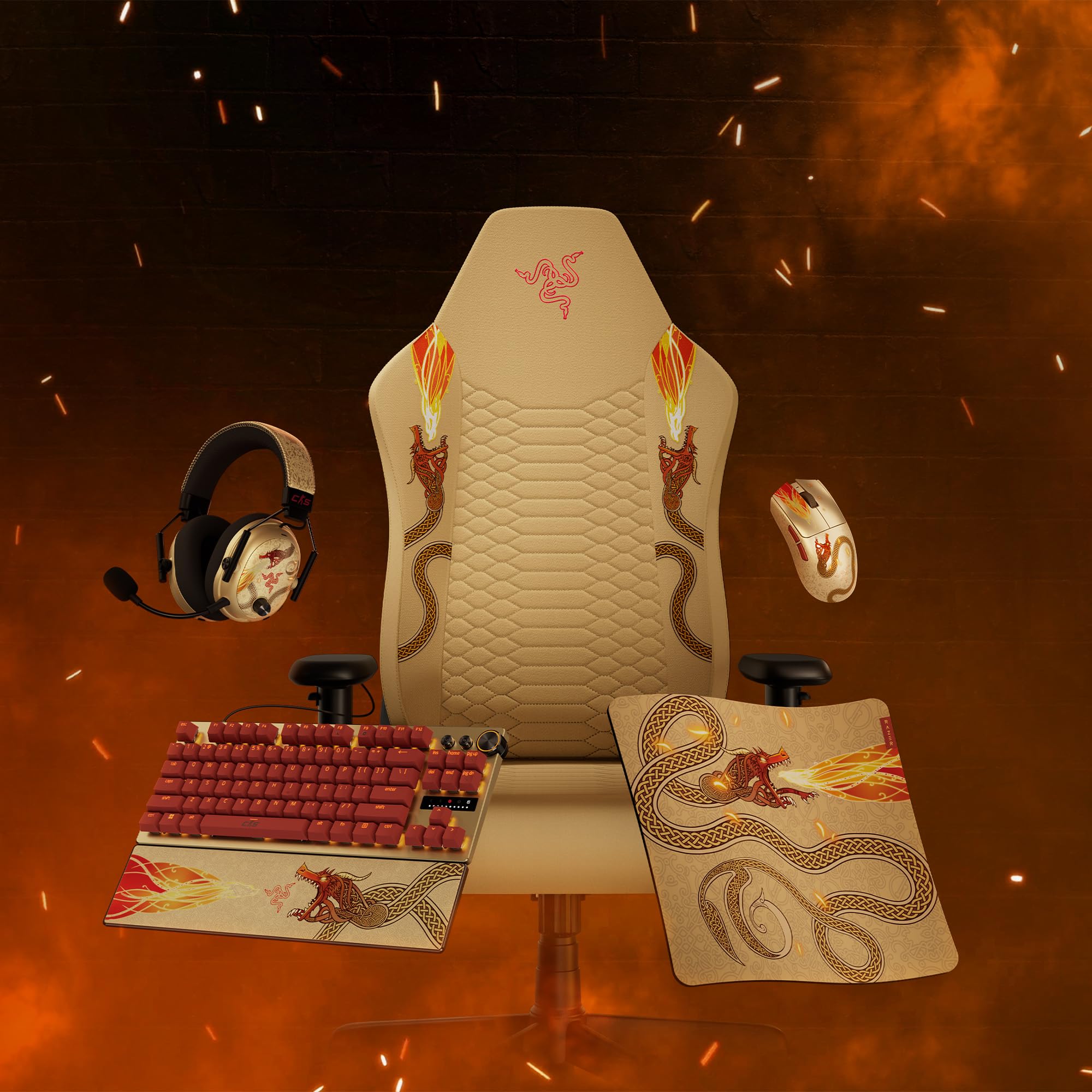 Razer Gigantus V2 L Counter-Strike 2 Dragon Lore - Miękka podkładka pod mysz do gier zapewniająca optymalną kontrolę - Teksturowana mikrowłóknina - 450 x 400 x 3 mm | Dragon Lore